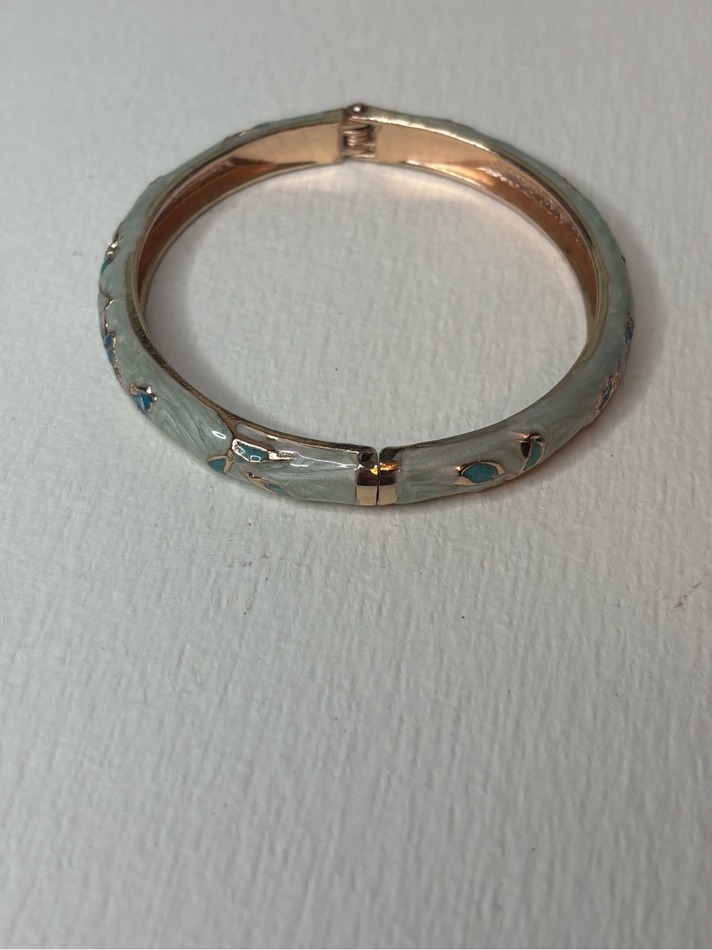 Jiu Long Xing Enamel Cloisonné Hinged Bangle Bracelet